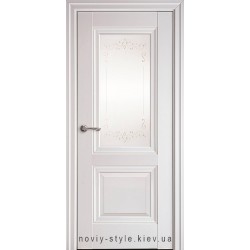Двери Имидж Новый Стиль белый матовый (Premium) стекло с рисунком Р2