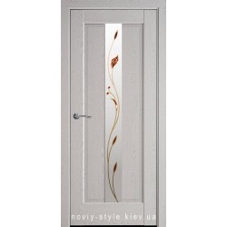 Двери Премьера Новый Стиль серая патина (ПВХ DeLuxe) стекло с рисунком Р1