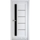 Двери Грета Новый Стиль белый матовый (Premium) с черным стеклом