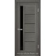 Двери Грета Новый Стиль grey new (ПВХ DeLuxe) с черным стеклом