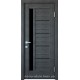 Двери Грета Новый Стиль grey new (ПВХ DeLuxe) с черным стеклом