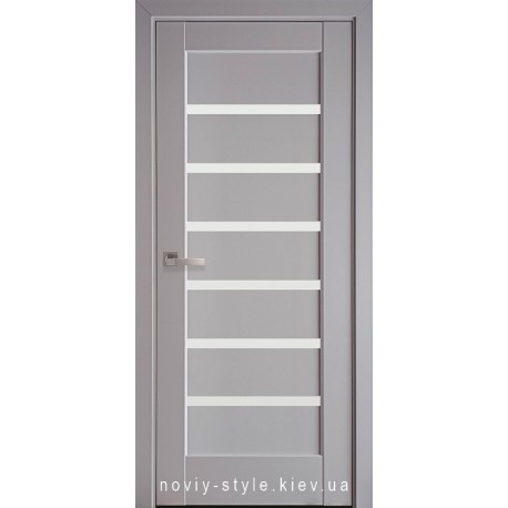 Двері Ліннея Новий Стиль сіра пастель (Premium) з матовим склом