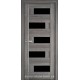 Двери Пиана Новый Стиль бук пепельный (ПВХ DeLuxe) с черным стеклом