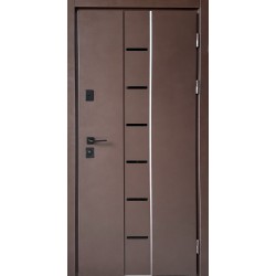 Входная дверь Ника Металл/МДФ Коричневая RAL 8017 Т147 / дуб темный Редфорт уличные