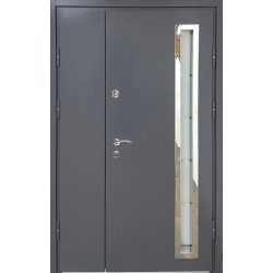 Входная дверь Металл/МДФ 1200 мм со стеклом серый (RAL 7024) / антрацит Редфорт уличные