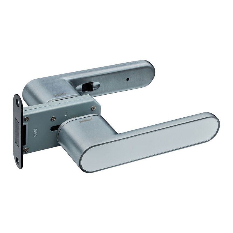 Ручки дверные Gavroche GRCLICK Cl-O1 с магнитной защелкой MSC/WHITE (сатиновое серебро/белый)