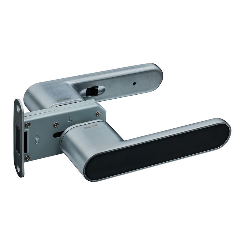 Ручки дверные Gavroche GRCLICK Cl-O1 с магнитной защелкой MSC/BLACK (сатиновое серебро/черный)