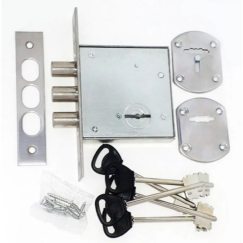 Замок врезной 3B8 (с накладками, 5 ключей) ZN (цинк)