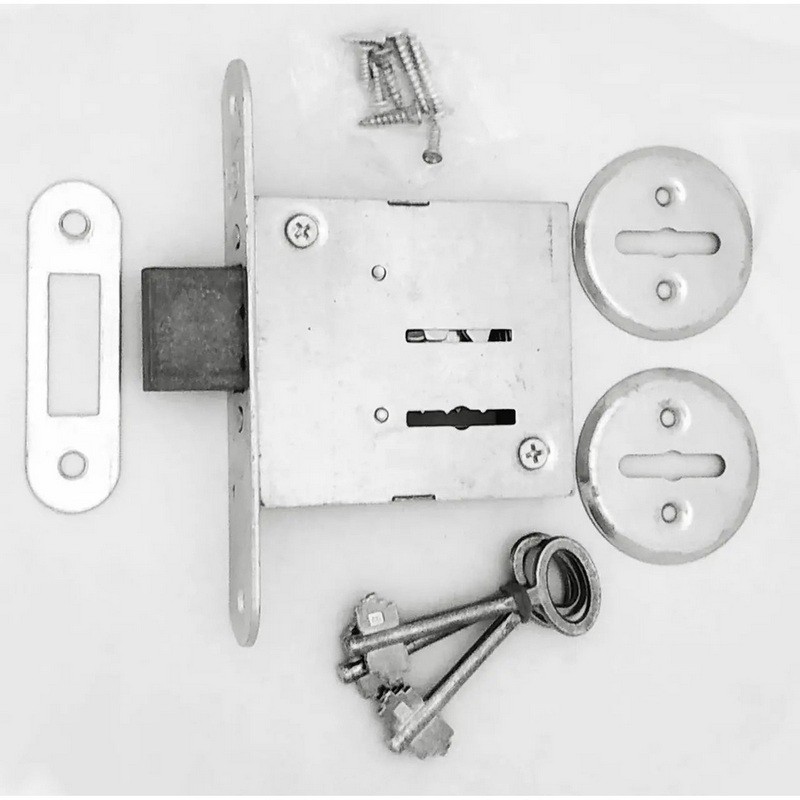 Замок врезной 755 (с накладками, 3 ключа) ZN (цинк)