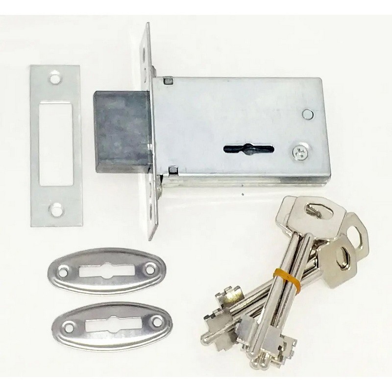 Замок врезной 800 (с накладками, 5 ключей) ZN (цинк)