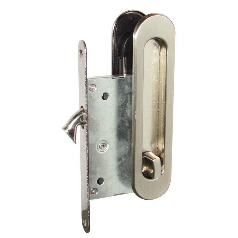 Ручки для раздвижной двери с замком I-05 BN (шлифованный никель)